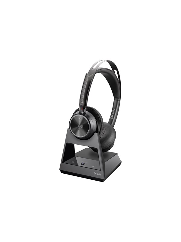 Poly Voyager Focus 2 | On Ear Wireless Headset | Microphone | Active Noisereduction | Incl. Headset Stand
