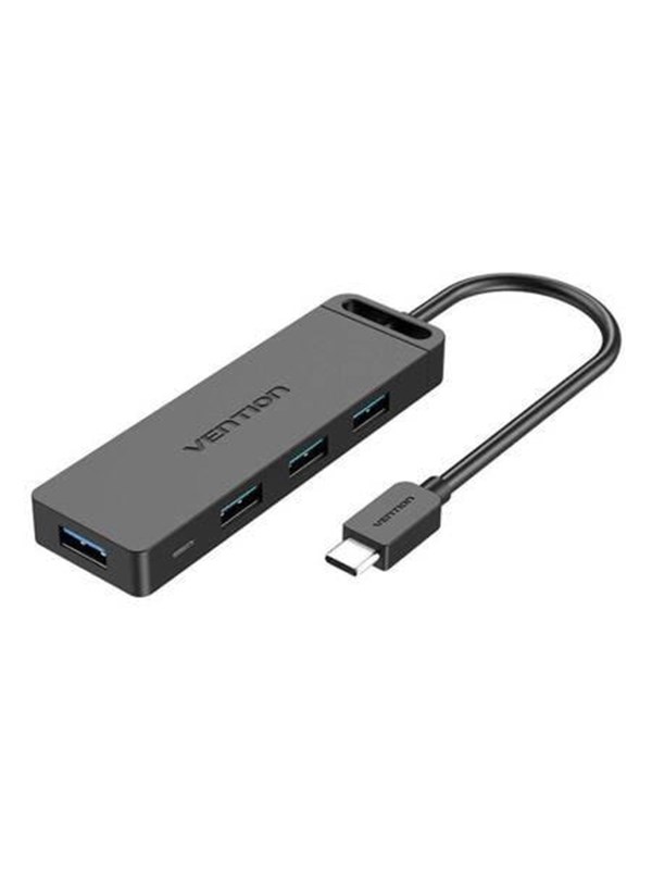 Vention Hub 5in1 With 4 Ports Usb 3.0 And Usb C Cable 0.5m Black Usb Hub Usb 3.0 4 Porte Svart