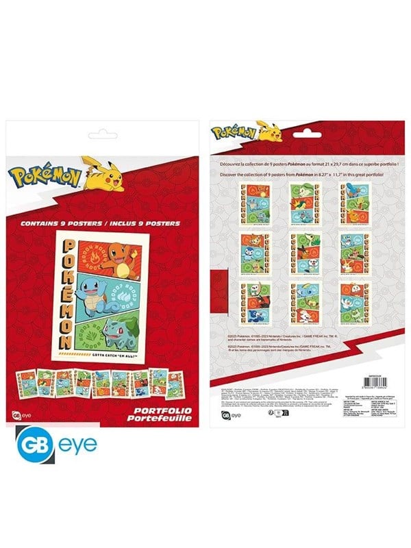 ABYstyle - POKEMON Portfolio 9 Posters Starters (21x29.7cm) - Affisch