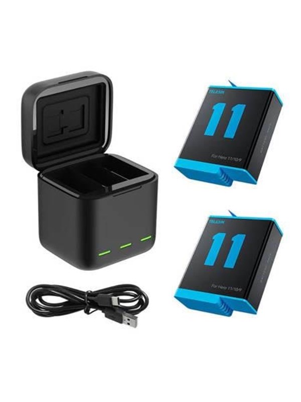 Telesin 3 Slot Charger Box For Gopro Hero 9 / Hero 10 / Hero 11 / Hero 12 2 Batteries
