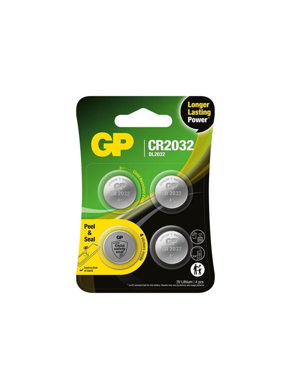 Produktfoto för GP Batteries knappcell Litium CR2032 4-pack