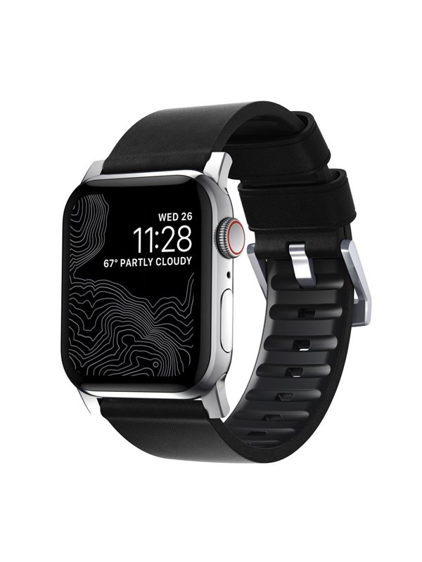 Nomad - Active Band Pro - 44mm/42mm Silver Hardware Black Active Leather FKM
