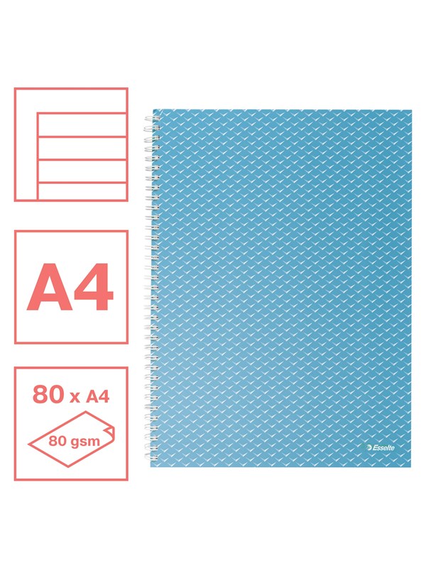 Esselte  Colour'Breeze A4 anteckningsbok linjerad, trådbunden Blå