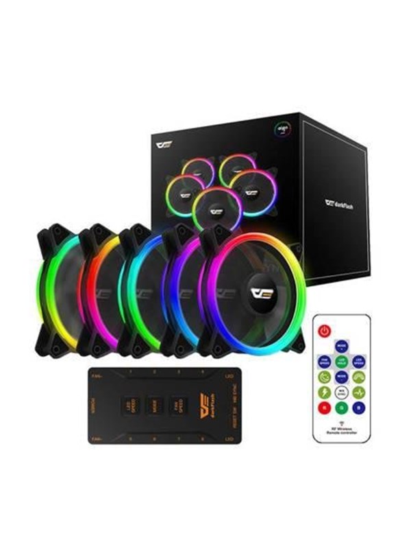 Darkflash Computer Fan Set Argb Dr12 Pro 5in1 120x Chassi Flakt Svart Med Rgb Led 16 Dba