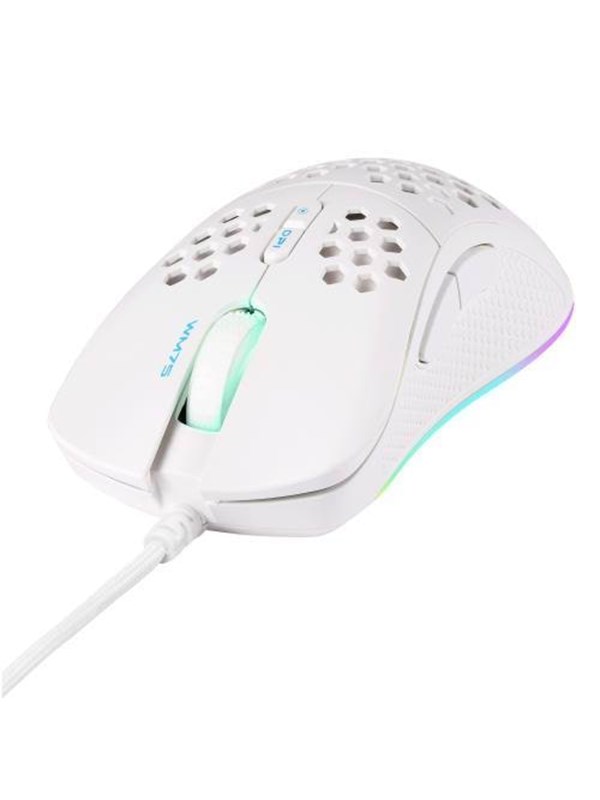 Deltaco GAMING WM75 Ultralight Wired - Gamingmus - 7 knappar - Vit med RGB ljus