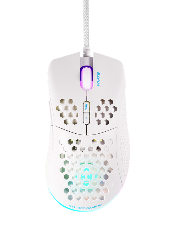GAMING WM75 Ultralight Wired - Gamingmus - 7 knappar - Vit med RGB ljus