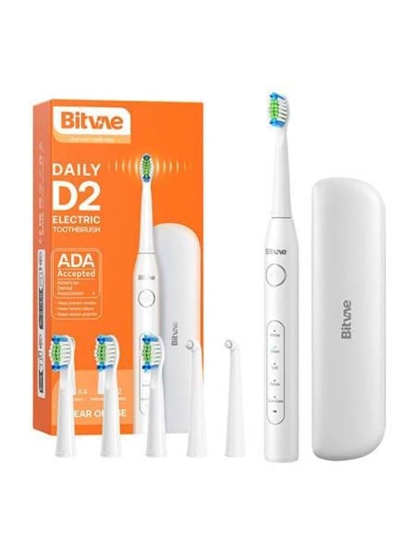 Bitvae eltandborste Sonic toothbrush with tips set and travel case D2 (white)