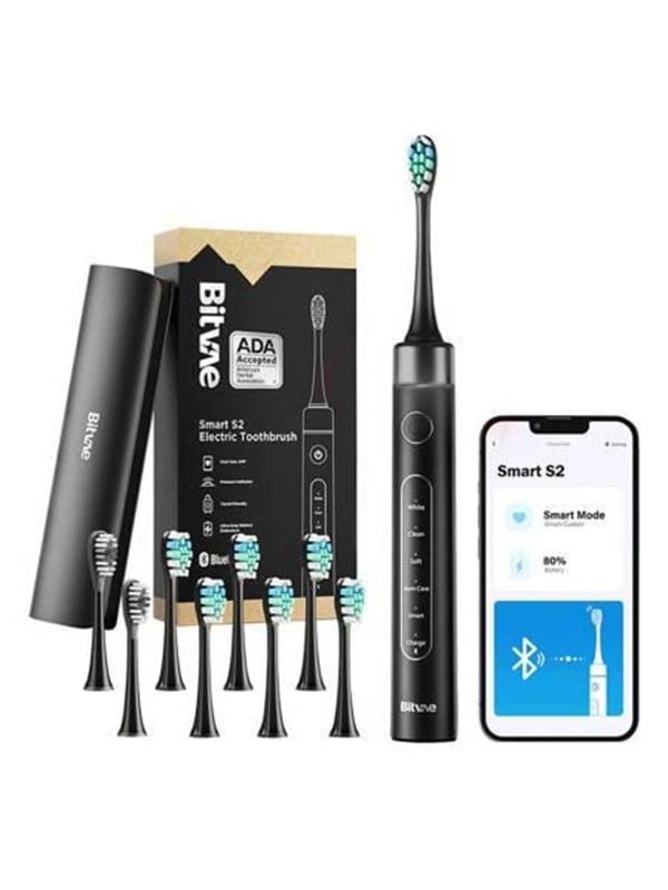 Bitvae eltandborste Sonic toothbrush with app tips set and travel etui S2 (black)