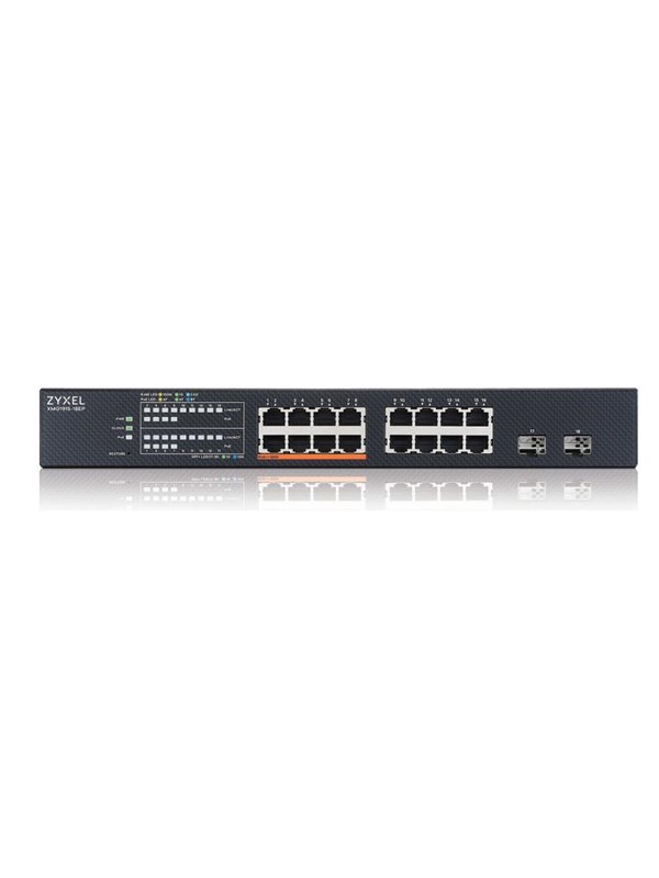 Produktfoto för Zyxel XMG1915 Series XMG1915-18EP - Switch - hanterat, NebulaFLEX-moln - L3 Lite - smart - 8 x 100/1000/2.5G (PoE++) + 8 x 100/1000/2.5G + 2 x Gigabit SFP / 10 Gigabit SFP+ - rackmonterbar - PoE++ (180 W)