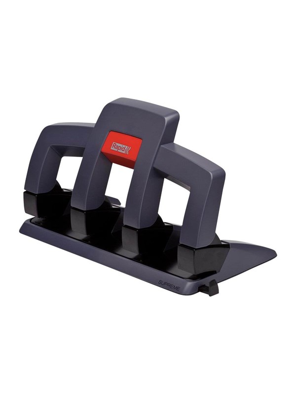 Produktfoto för Rapid Supreme SP34 - Hålslag - 30 ark / 3 mm - 4 hål - metall, ABS-plast - grafitsvart