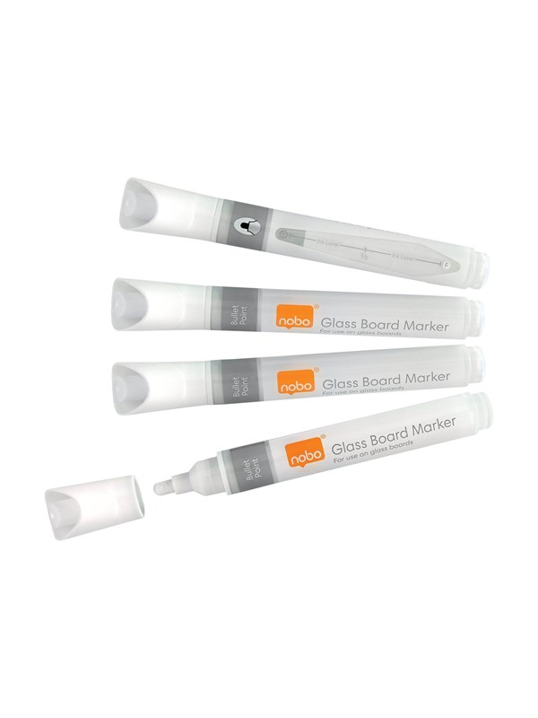 Produktfoto för Nobo Whiteboardpenna glas vit 4/FP