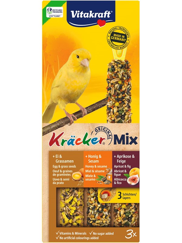 Vitakraft Kräcker® Mix Honung/Gräs/Aprikos för kanariefåglar