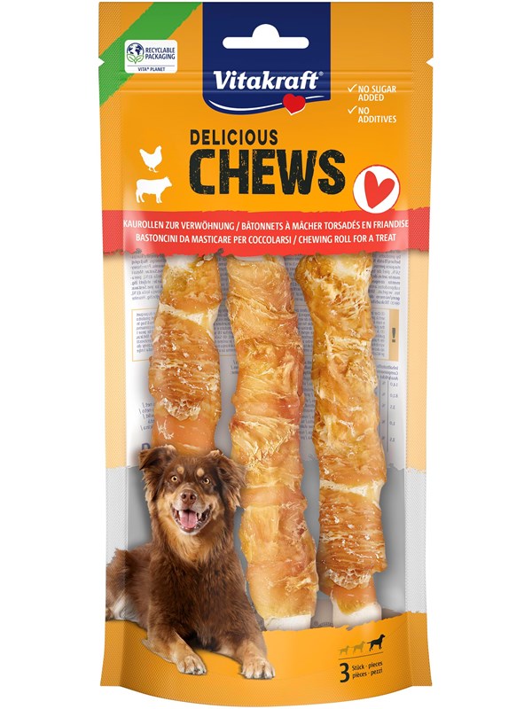 Vitakraft Chews deli Tuggrulle, Kyckling, L, 3-p