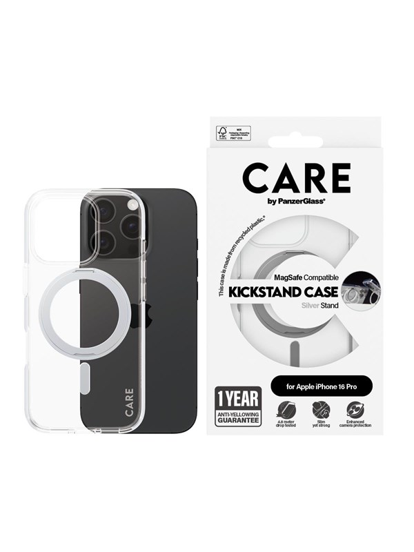 Alternativ bild 0 för CARE by PanzerGlass Case Feature Silver Kickstand & MagSafe iPhone 16 Pro