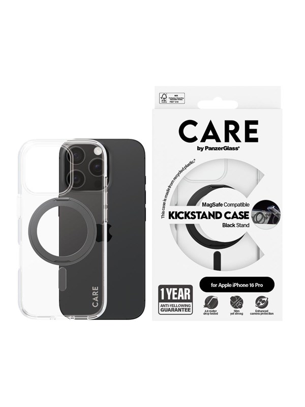 CARE by PanzerGlass Case Feature Black Kickstand & MagSafe iPhone 16 Pro