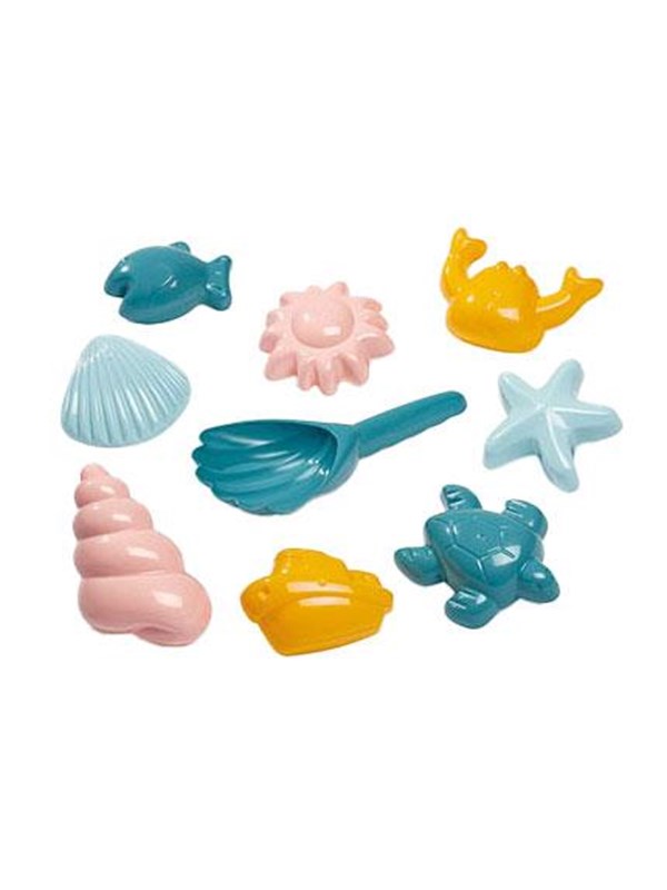 Produktfoto för Ecoiffier Shell Sand Molds with Shovel 9 pcs.