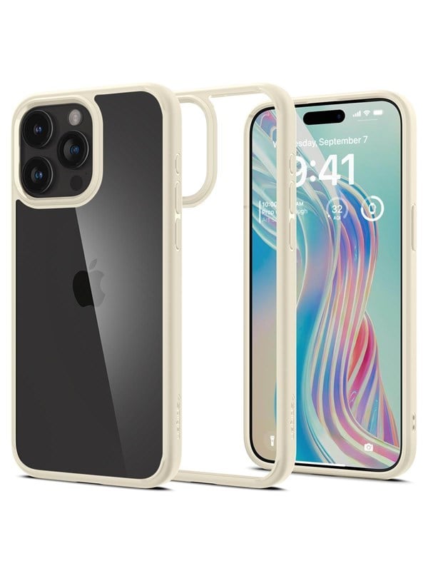 Produktfoto för Spigen Crystal Hybrid iPhone 15 Pro Max mute beige