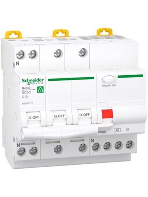 Schneider Electric Resi9 XP RCBO/combination switch 3PN C-characteristic 10A 6kA 30mA class A 90mm