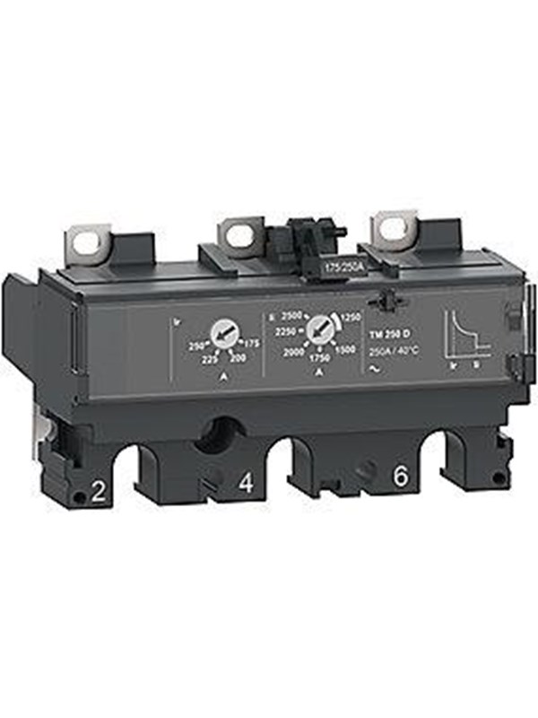 Schneider Electric Current relay TM250D for ComPacT NSX 250 circuit breakers bimetallic/electromagnetic rated current 250 A.