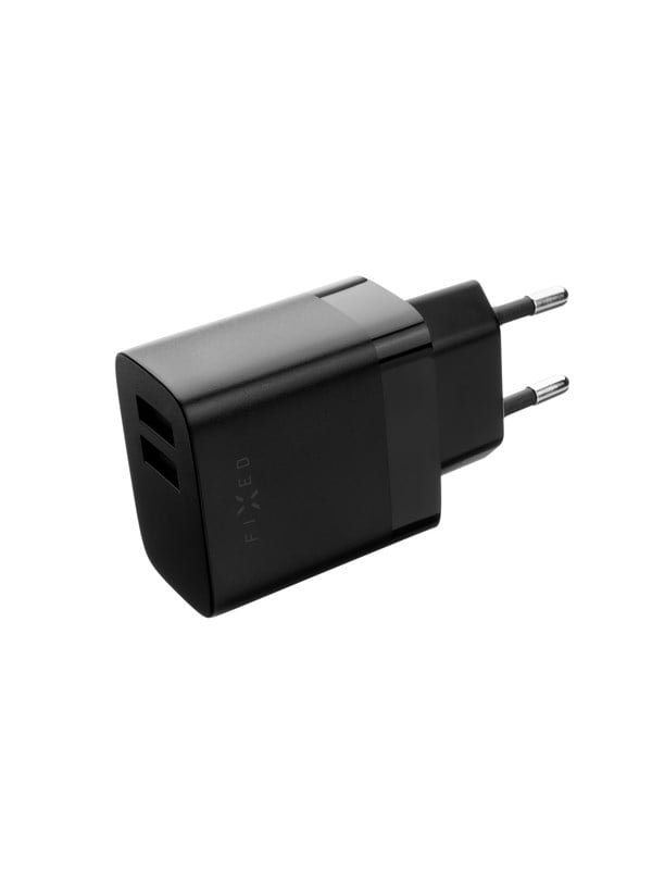 FIXED Hemladdare 2xUSB-A 17W Black