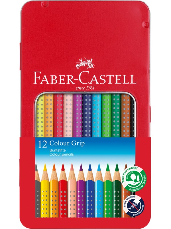 Faber-Castell Col.pencil Colour Grip tin/12x