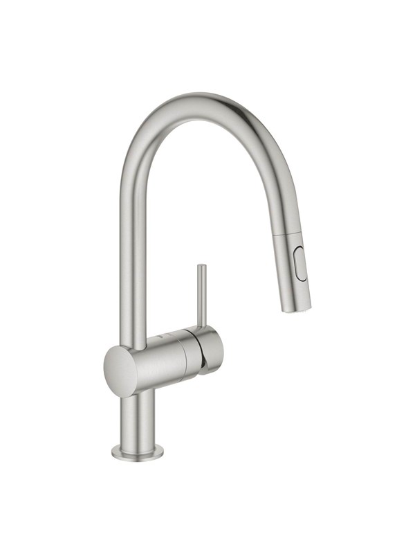 Grohe Minta Kitchen faucet with pull-out C-spout Supersteel