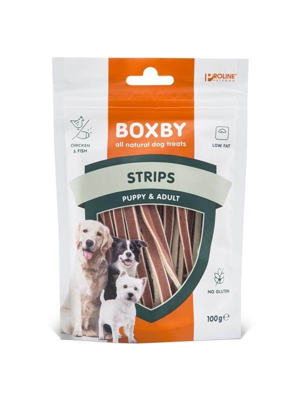 BOXBY Strips Fish & Chicken 100g. ks.