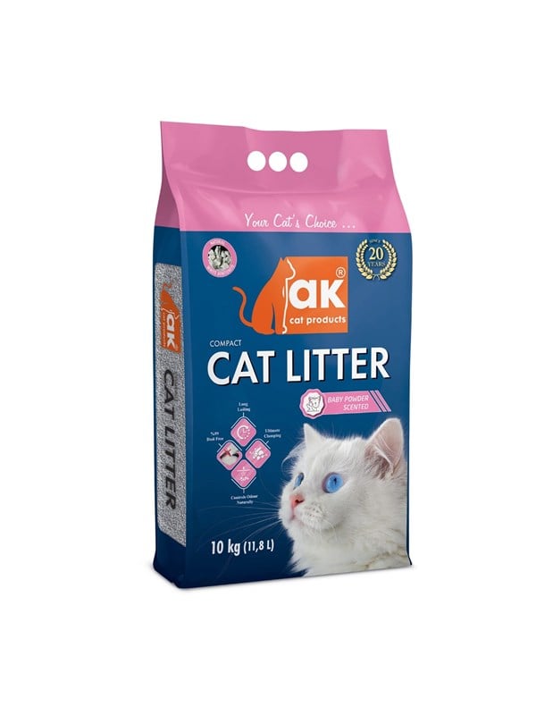 AK Kompakt klumpbildande kattsand med babypuderdoft 10kg