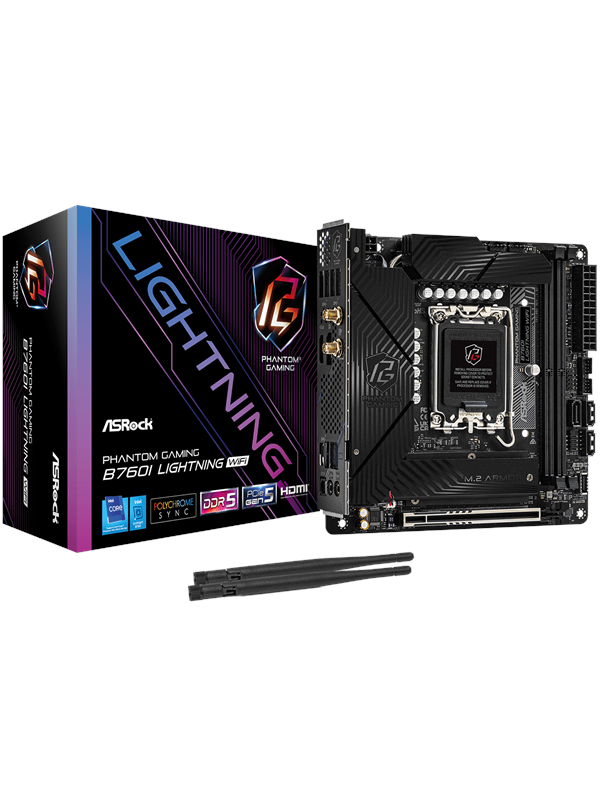 ASRock B760I PG LIGHTNING WIFI Moderkort - Intel B760 - Intel LGA1700 - DDR5 RAM - Mini-ITX