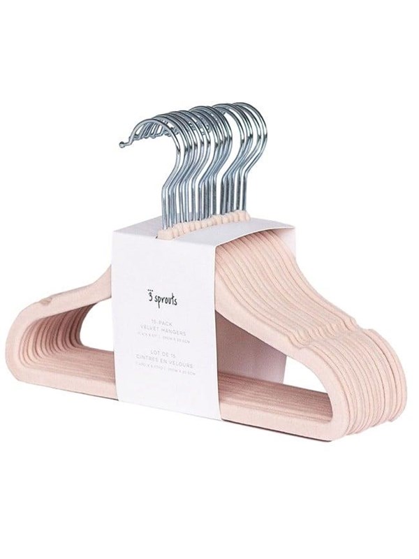 3 Sprouts - Velor Hanger 15 pcs Pink