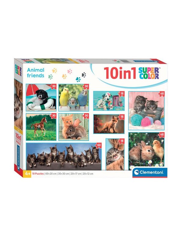 Clementoni Jigsaw Puzzle Super Color 10in1 Animal Friends Golv