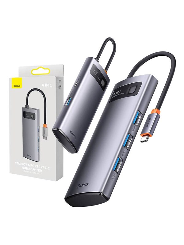 Baseus 4in1 Metal Gleam Series USB-C to 4x USB 3.0 USB Hub - USB 3.0 - 5 porte - Silver