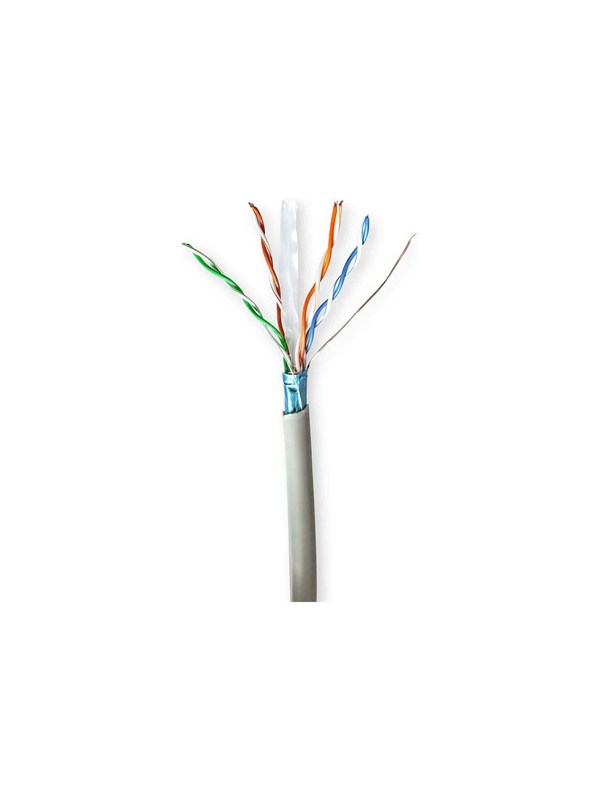 Produktfoto för Nedis Nätverkskabel Roll | CAT6 | Fast | F/UTP | CCA | 50.0 m | Inomhus | Rund | PVC | Grå | Dragkorg