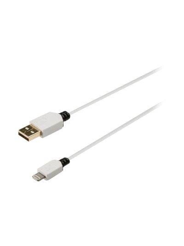Produktfoto för Nedis Lightning Kabel | USB 2.0 | Apple Lightning, 8-stifts | USB-A Hane | 480 Mbps | Guldplaterad | 2.00 m | Rund | PVC | Grå / Vit | Låda
