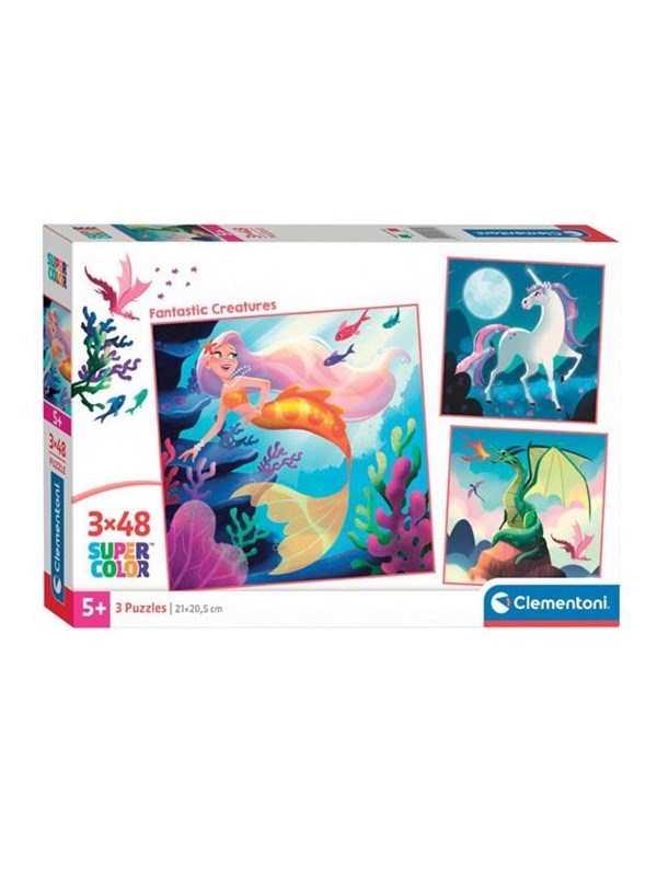 Clementoni Jigsaw Puzzle Super Color Square Fantasy 3x48pcs. Golv