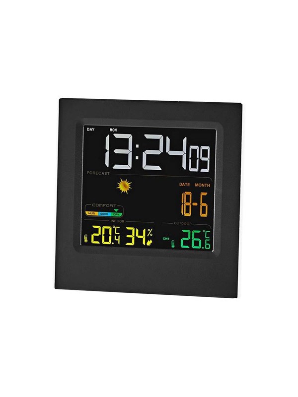 Produktfoto för Nedis Trådlös Väderstation Färgskärm - Svart