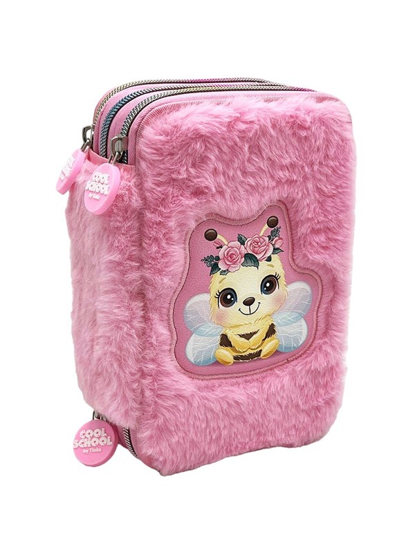 Tinka Triple Pencil Case - Bee - Pink - Cool School