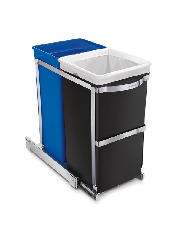 Simplehuman 35L (20/15) utdragbar återvinningsbehållare, kraftig stålram
