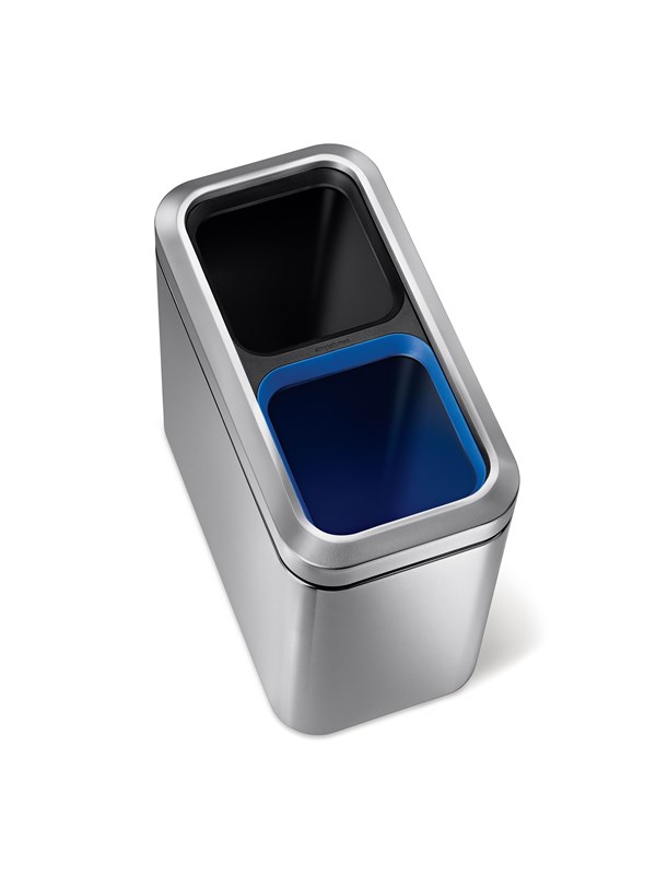 Simplehuman 20L (10/10), smal öppen återvinningsbehållare, borstat rostfritt stål