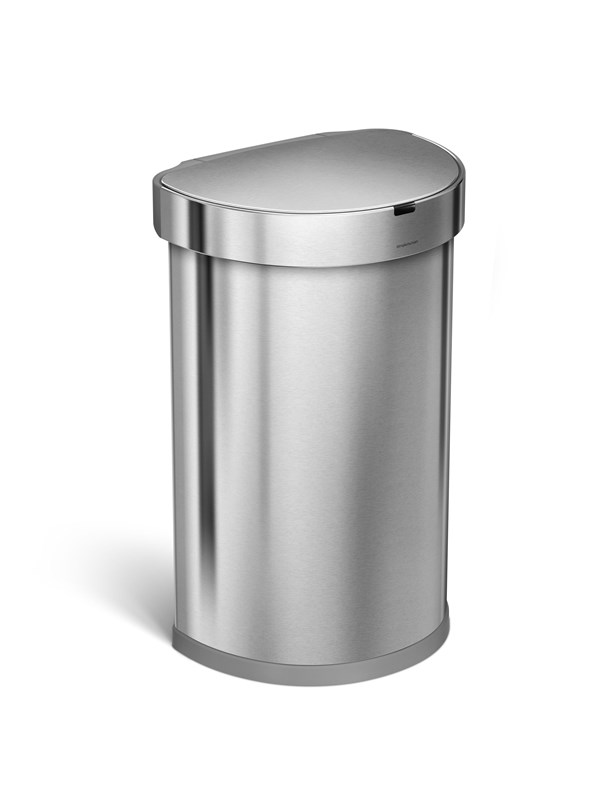 Simplehuman 45L halvrund sensorsoptunna, borstad