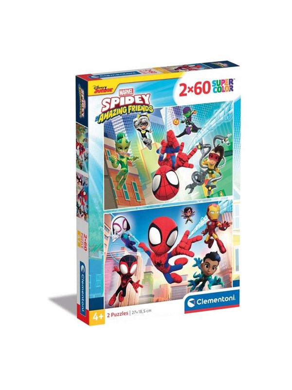 Clementoni Jigsaw Puzzle Super Color Spidey and His Amazing Friends 2x60pcs. Golv