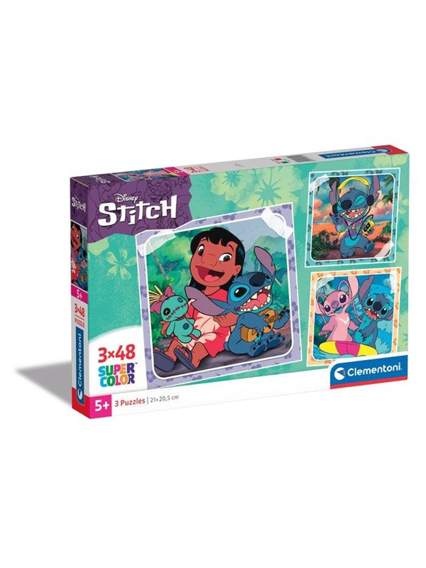 Clementoni Jigsaw Puzzle Super Color Square Disney Stitch 3x48pcs. Golv