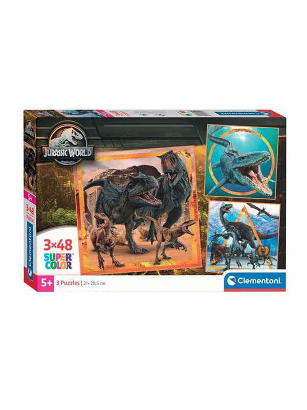 Clementoni Jigsaw Puzzle Super Color Square Jurassic World 3x48pcs. Golv