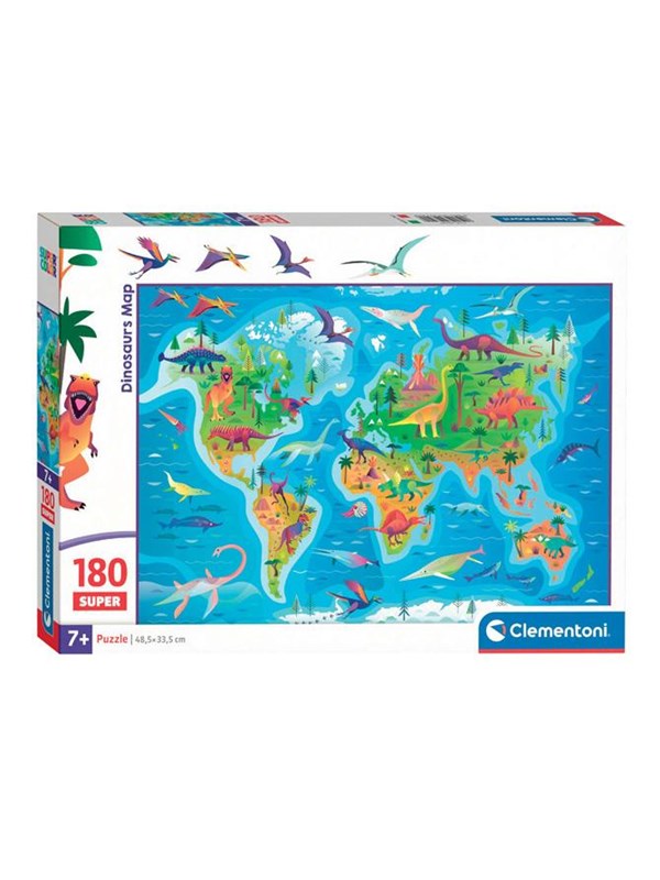 Clementoni Jigsaw Puzzle Super Color Dinosaur Map 180pcs. Golv