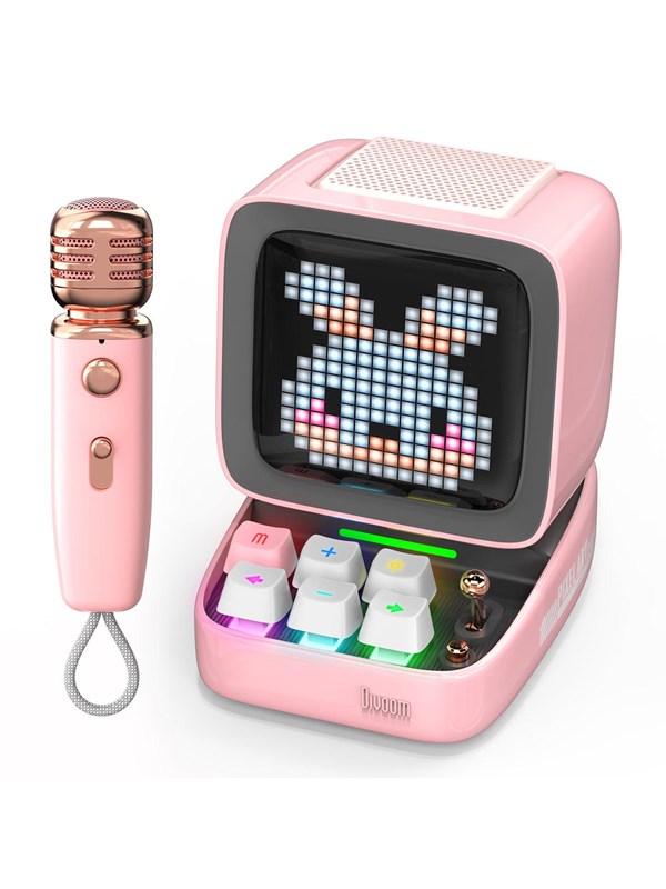 Divoom Ditoo-Mic Mini Karaoke Machine Pixel Art Bluetooth Speaker - Pink