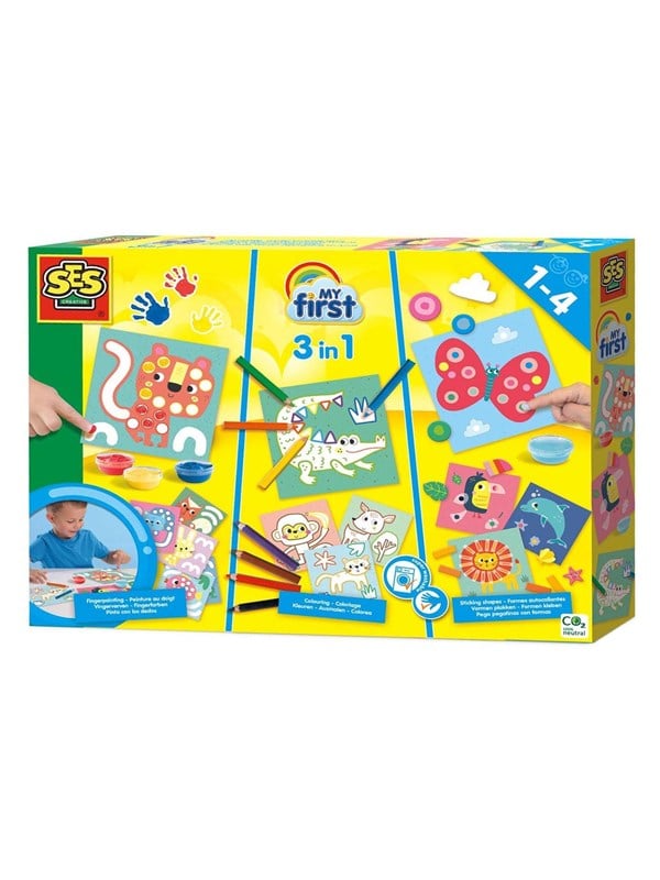 Produktfoto för SES Creative My First - 3 i 1 - Fingermålning, färgning och klistermärken