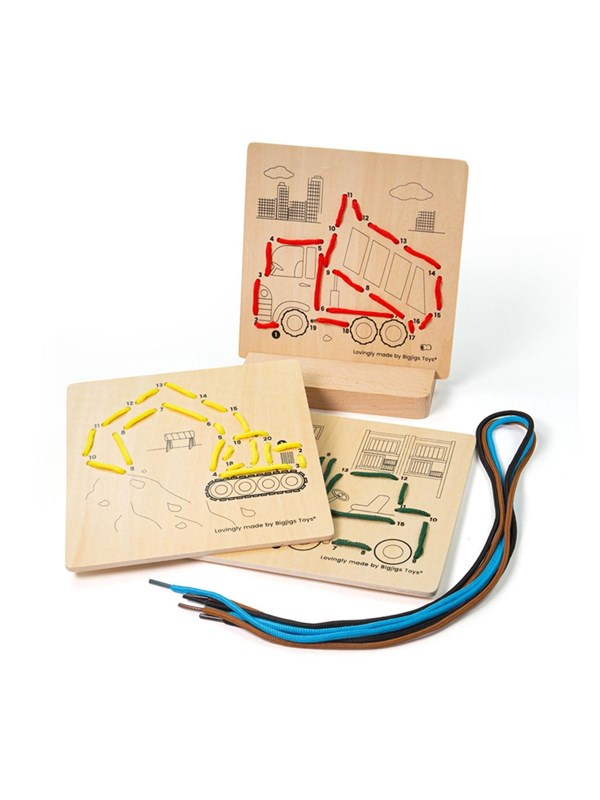 Bigjigs Wooden Puzzle by Numbers - Construction 8 pieces. Trä