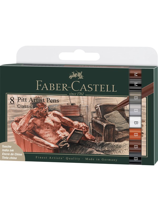 Produktfoto för Faber Castell Pitt Artist Pen Set - Classic (8 pcs)