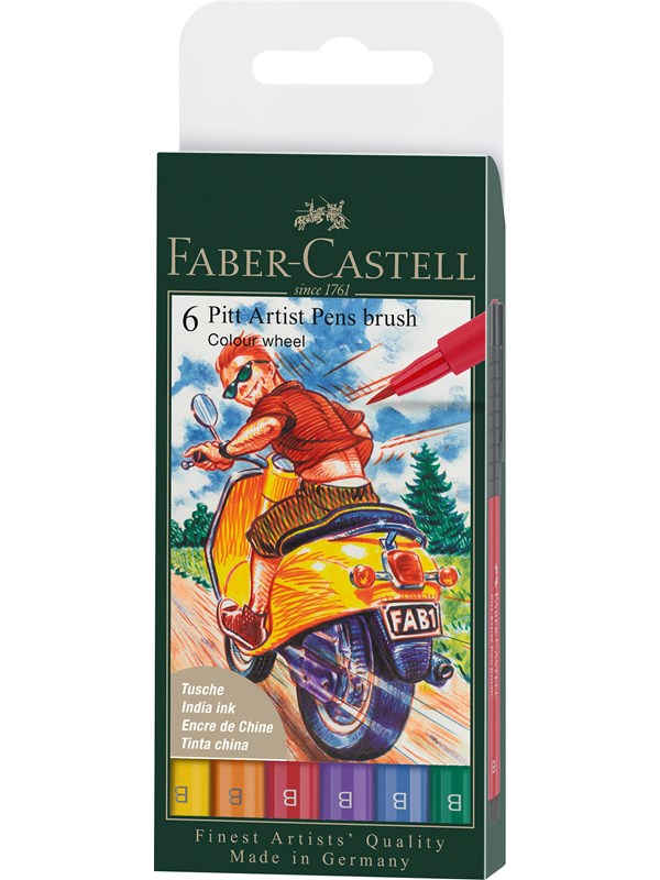 Produktfoto för Faber-Castell 167174, 6 färger, Blå, Grön, Orange, Rosa, Violett, Gul, Multifärg, Rund, Plast, Vuxna och barn