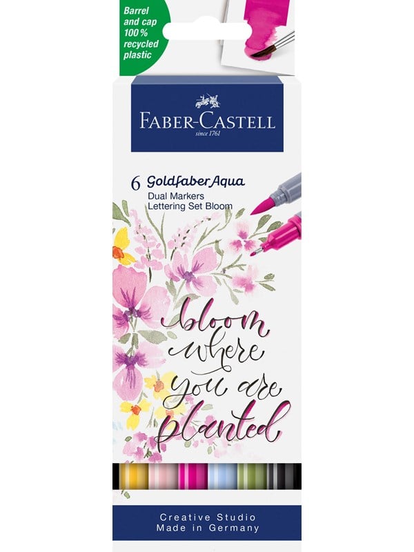 Produktfoto för Faber-Castell Goldfaber Aqua Dual, Svart, Grön, Ljusblå, Ljusrosa, Magenta, Gul, Fin, Grå, Återvunnen plast, Rund, Vattenbaserat bläck